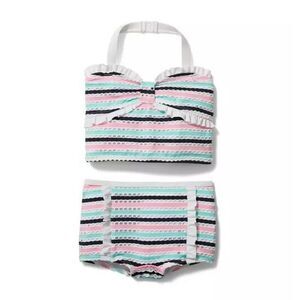 Janie and Jack 18-24 Months Baby Girl Textured Striped 2-Piece Swimsuit